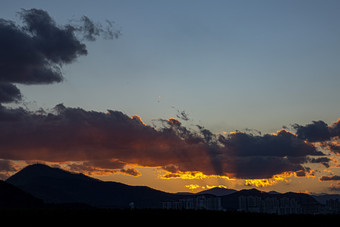 城市天边晚霞<strong>风景</strong>摄影图