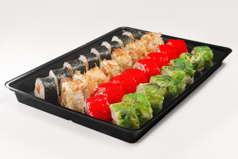 一排排日料寿司摄影图