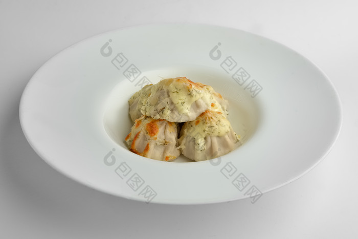盘子里的煎饺摄影图