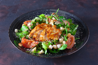 西餐番茄鸡肉蔬菜美食