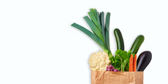 纸袋新鲜蔬菜摄影图