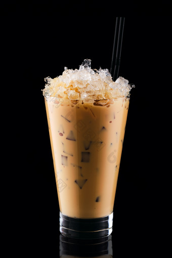 咖啡里的冰块摄影图