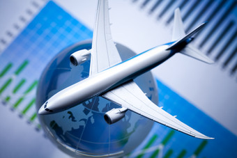 飞机模型地球机翼蓝色