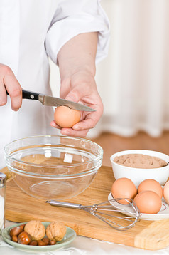 厨师做饭鸡蛋美食摄影图
