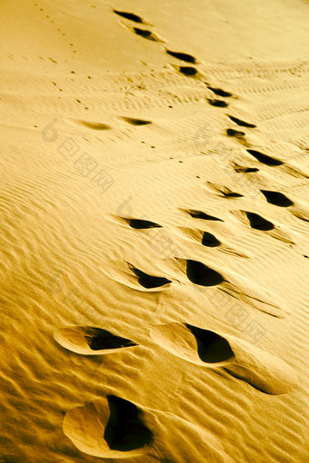 沙子沙洲沙漠荒漠脚印高清图