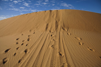 阿拉伯沙漠上的脚印