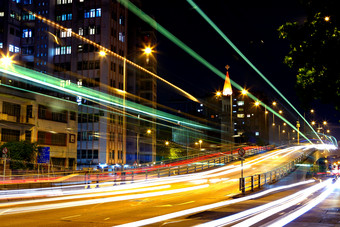 夜色夜景城市道路摄影图