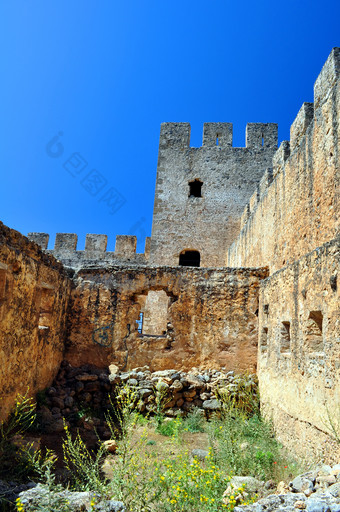 废旧的城堡建筑摄影图