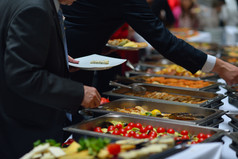 自助餐食品盛饭摄影图