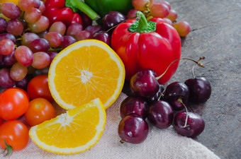 蔬菜水果柠檬彩椒摄影图