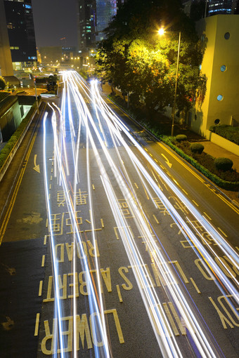 夜晚城市街道灯光摄影