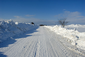 冬季雪景道路雪地