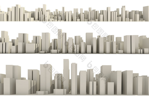 3d 天际线的一个人群<strong>城市</strong>鸟瞰图