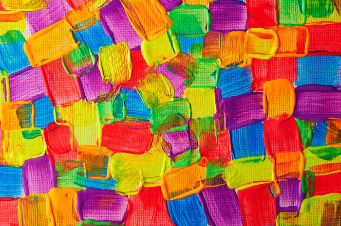 手绘油画抽象艺术背景画布上的彩色纹理丙烯