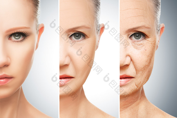 老化和皮肤护理的概念