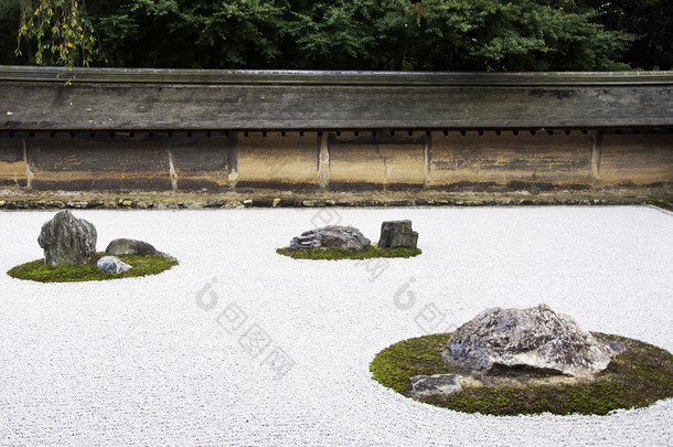 龙安寺、 京都，日本禅宗花园