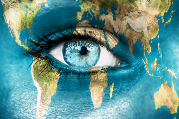 行星地球和蓝人眼-