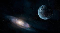 空间场景。地球行星与星系。由 Nasa 提供的元素。3d 渲染