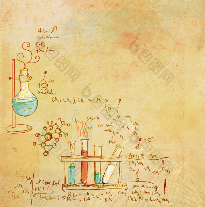 旧的化学实验室背景中的复古风格