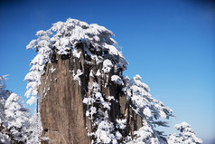 黄山山冬季的雪场景