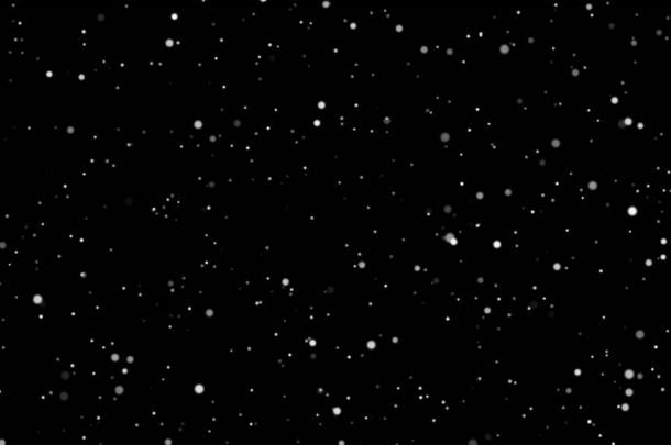 雪飘落。白色落粉<strong>闪闪发光</strong>的五彩纸屑。爆炸在黑色背景为覆盖, 抽象例证