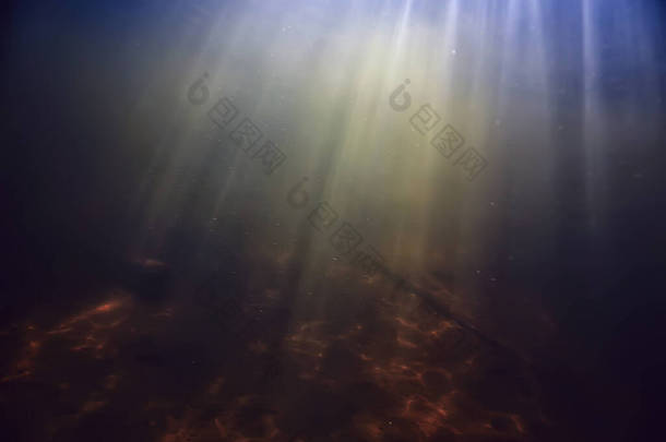 水<strong>下</strong>光线，抽象的海洋背景自然景观光线模糊