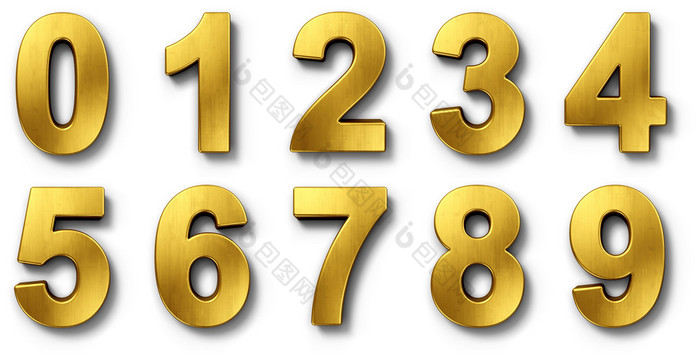 Numbers in gold数字