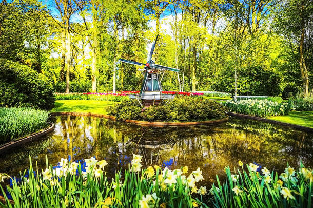 盛开<strong>的</strong>花园<strong>的</strong>欧洲，库肯霍夫公园。荷兰.