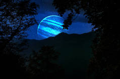 行星地球,土星和木星在宇宙云 - 这张图片的元素由美国宇航局提供