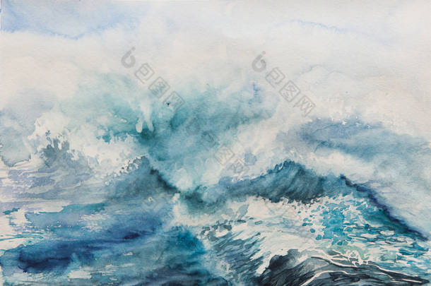 海波<strong>浪水</strong>彩画