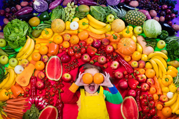 健康的水果和<strong>蔬菜</strong>的营养，为孩子们