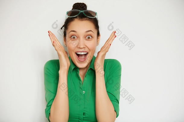 woman with happy and excited face