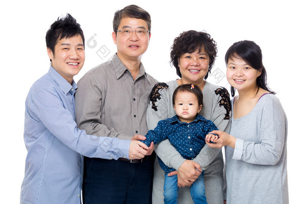 与三代的亚洲家庭幸福