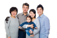 快乐的三代亚洲家庭 