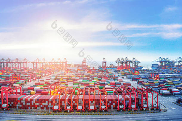 上海 Yangshanggang 云天商业码头鸟瞰图