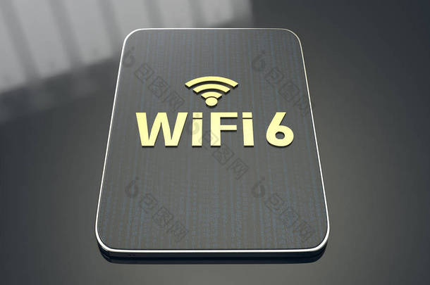 3d 渲染构建在平板电脑上，适用于 wifi 6 概念.