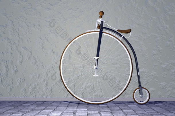 老式自行车-3d 渲染