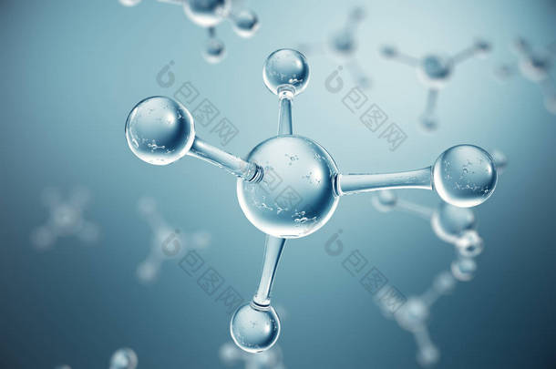 3d 插图分子。原子 bacgkround。<strong>横幅</strong>或传单的医学背景。分子结构在原子水平上.