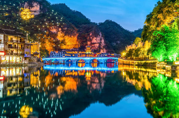 清远古城美丽的夜景