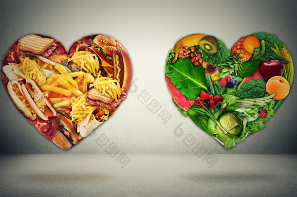 Diet choice dilemma and heart health concept