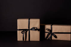 黑色表面包装礼品盒, 黑色星期五概念