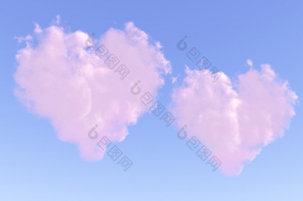 云的两个粉红色的心