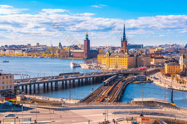 瑞典斯德哥尔摩斯德哥尔摩城市天际<strong>线</strong>的景观