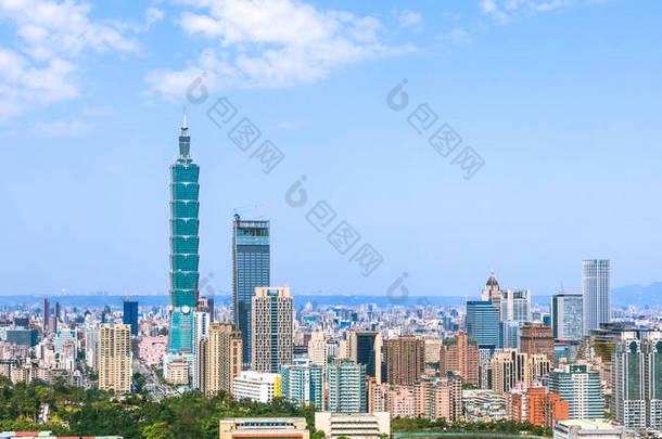 空中的市中心台北，台湾资本市全景