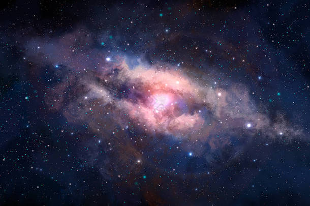 空间场景。五颜六色的星云, 银河与星星。由 Nasa 提供的元素。3d 渲染