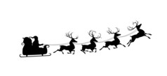 圣诞老人和他的驯鹿的剪影