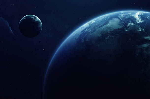 地球和月亮。美国航天局提供的这一图像的要素