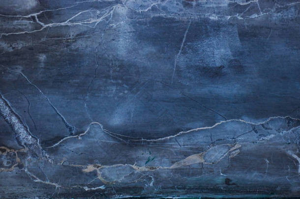 蓝色大理石花纹纹理自然背景。室内大理石石墙设计