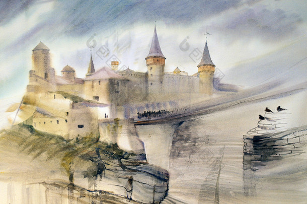 卡梅涅茨-podilskyi 的旧城堡的插图