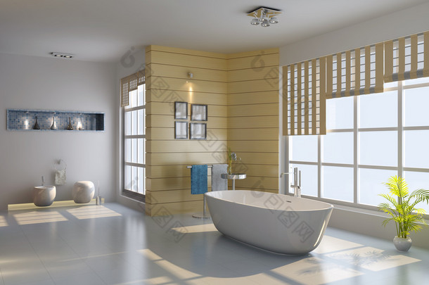 3d 呈现内部的现代化的浴室
